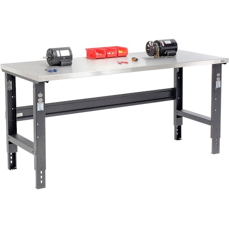 Global Industrial 72x30 Adj. Height Workbench C-Channel Leg, Stainless Steel Square Edge Black 239126BK
